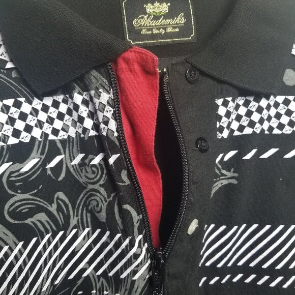 Akademiks Men's Black Graphic Goth Punk Streetwear Polo Shirt Sz XL - Picture 8 of 11